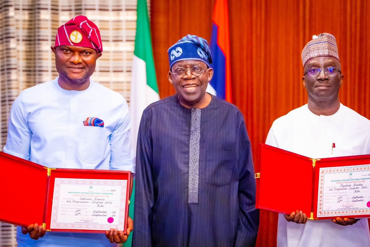 PRESIDENT TINUBU RECEIVES EDO STATE GOV-ELECT AT THE STATE HOUSE